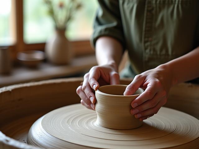 Yuyake Nendo工房で土を練る職人の手元